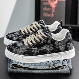 Men's Vintage Sneakers Low-Top Canvas Shoes - Classic American Retro Plaid & Round Toe Lace-Up, Breathable Sole Skate Shoes Suitable for Casual,, Gym, Casual Attire - Comfortable Streetwear Kicks