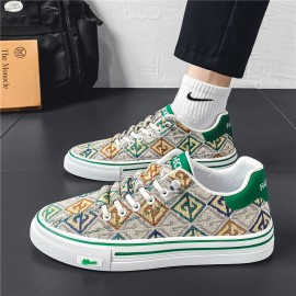 Men'S & Women'S Low-Top Sneakers - Breathable Skate-Style Casual Shoes with Arch Support, Durable Rubber Sole & Cushioned Insole - /Green/ Colorway - Unisex Skateboarding, Everyday & Formal Wear - Lace-Up Closure - Arch Support Sneakers for Men & Wo