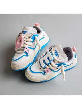Ready-to-Wear Trend! Large Letter Decorative Knot Shoelaces Street Style Boys' Thick-Soled Height-Increasing Sneakers