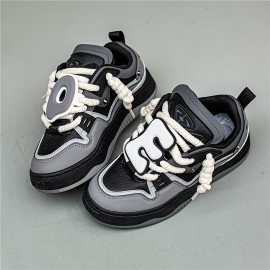Ready-to-Wear Trend! Large Letter Decorative Knot Shoelaces Street Style Boys' Thick-Soled Height-Increasing Sneakers