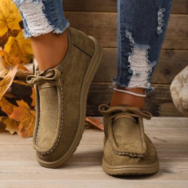 Fashionable Low-Top Round-Toe Casual Flat Lace-Up Shoes | 1.18-1.97inch Heel, Square-Shaped, All-Season, Suitable for Men