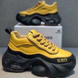 Men's Heavy-Sole Height Increase Sneakers - Upper & PVC Platform Sole, -Season Wearable Lift Shoes for Outdoor Sports, Casual Low-Top (-Season) - Instant Tall for Shorter Men