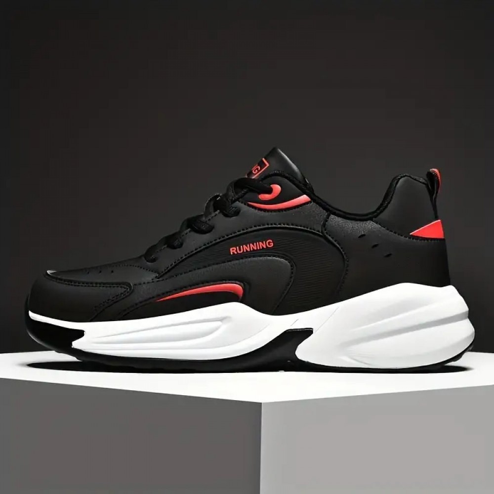 Men's All-Season Mid-Top Sneakers - Upper & Sole, Plaid Lace-Up Running Shoes, Round Toe Comfortable Athletic Footwear for Gym,, Casual Wear - All-Season Versatile (Suitable for)