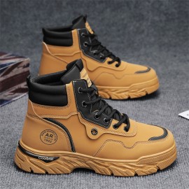 Classic Retro Korean-Style High-Top Casual Sports Shoes | Versatile Outdoor Hiking and Trekking Boots, Perfect for Both Men and Women, Solid Color, Upper, PVC Sole