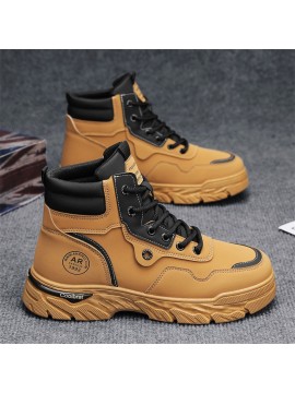 Classic Retro Korean-Style High-Top Casual Sports Shoes | Versatile Outdoor Hiking and Trekking Boots, Perfect for Both Men and Women, Solid Color, Upper, PVC Sole
