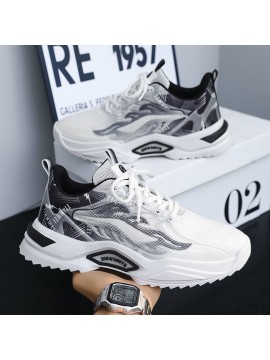 Men'S Breathable Trendy Dad Shoes | New Versatile Youth Casual Sports Shoes with and PVC Upper, Lace Closure, Low Top Design, Solid Color Pattern, Suitable for Spring/Fall