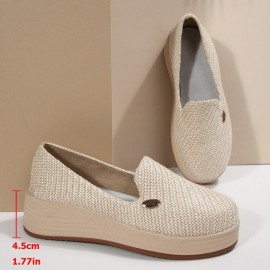 New Seasonal Classic Breathable And Comfortable Wedge-Heeled Slip-On Round-Toe Shoes (1.18-1.97inch)