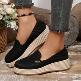 New Seasonal Classic Breathable And Comfortable Wedge-Heeled Slip-On Round-Toe Shoes (1.18-1.97inch)