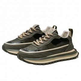 Men's Height Increasing Running Shoes with Thick Sole & Spring Lift - Mid-Top Athletic Sneakers for Height, Outsole & Microfiber, Spring/Fall Sports & Casual Wear - Black (Model)