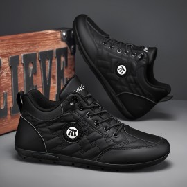 Men's Casual Sneakers - Breathable PU Upper & Non-Slip Rubber Sole, Lace-Up Low-Top Round Toe Design, All-Season Comfort for Outdoor Sports & Casual Attire, Streetwear Shoes, Stylish Street Shoes, Fabric Lined Interior