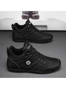 Men's Casual Sneakers - Breathable PU Upper & Non-Slip Rubber Sole, Lace-Up Low-Top Round Toe Design, All-Season Comfort for Outdoor Sports & Casual Attire, Streetwear Shoes, Stylish Street Shoes, Fabric Lined Interior