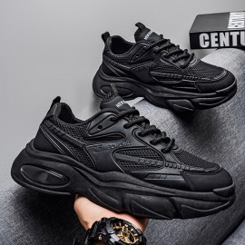 Men's & Unisex Thick-Soled Sneakers - Breathable  Upper & PVC Sole, Low-Top Lace-Up Casual Running Shoes Suitable for Gym,, Casual Attire - Heavy Tread Dad Sneakers