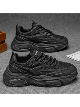 Men's & Unisex Thick-Soled Sneakers - Breathable  Upper & PVC Sole, Low-Top Lace-Up Casual Running Shoes Suitable for Gym,, Casual Attire - Heavy Tread Dad Sneakers