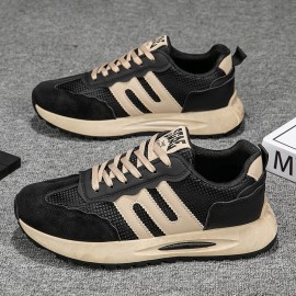 Korean-Style Platform Sneakers - Heavy Sole, Upper & Rubber Platform Shoe - Low-Top Lace-Up Casual Wear Suitable for Sports, Everyday Use - Unisex Footwear