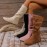 Christmas : Women'S Western-style Mid-calf Boots. Retro Round Toe, Flat Sole, Side Zipper. Soft Fabric Upper. Versatile Casual Winter Boots, Suitable For Skirts And Pants. Shipped Quickly From Local Warehouse.
