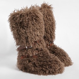 Women'S Fashionable Fluffy faux fur Over-the-Knee Snow Boots | Thick Sole Low Heel, Round Toe, Warm Winter Boots Suitable for Indoor/Outdoor Use, Casual and Semi-Formal Occasions, Polyurethane Upper and Inner, Rubber Sole