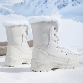 Women's Fleece-Lined High Quality Snow Boots with Non-Slip Sole - Winter Warm Tall Boots, Wide Width Toe, Upper & PVC for Ice, Snow, Slush - Cold Weather Shoes for,, Casual (Hand Washable)