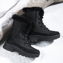 Women's Fleece-Lined High Quality Snow Boots with Non-Slip Sole - Winter Warm Tall Boots, Wide Width Toe, Upper & PVC for Ice, Snow, Slush - Cold Weather Shoes for,, Casual (Hand Washable)