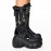 Women's Chunky Platform Combat Boots with Studded & Chain Details - Lace-Up & Zipper Round-Toe Ankle Booties, Thick Heel Motorcycle Boots Suitable for Riding, Casual & Edgy Outfits, Women Shoes