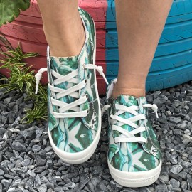 Women'S Casual Slip-On Shoes | Dongguan, China | Vibrant Green Leaf Pattern | Comfortable Fabric Upper & Soft PU Sole | All-Season Versatile Footwear | Easy Lace-Up Design, Ladies Shoes