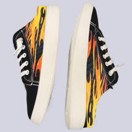 East King Women'S Fiery Unicorn Slip-On Sneakers - Comfortable Soft Sole, Versatile All-Season Casual Shoes with Vibrant Flame Design, Black and White