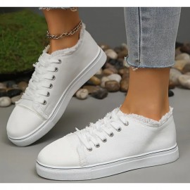 Spring Summer New Foreign Trade Plus Size Thick Sole Women'S Casual Shoes Solid Color Simple College Style