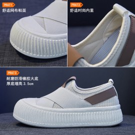 Korean Style Canvas Shoes Women | Summer New Student Running Casual Sneakers, Solid Color, Round Toe, Lace-up Closure
