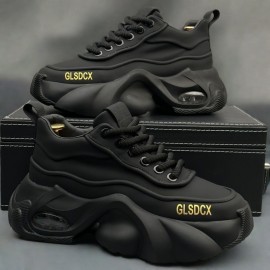 Men's Heavy-Sole Height Increase Sneakers - Upper & PVC Platform Sole, -Season Wearable Lift Shoes for Outdoor Sports, Casual Low-Top (-Season) - Instant Tall for Shorter Men
