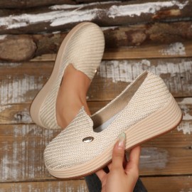New Seasonal Classic Breathable And Comfortable Wedge-Heeled Slip-On Round-Toe Shoes (1.18-1.97inch)