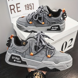 Men's Skate Sneakers - Comfortable Non-Slip Breathable Lace-Up Shoes with Thick Rubber Soles Suitable for All- Wear - Low-Top Round Toe Skate Shoes for Skateboarding, Casual & Everyday Use - Skate Shoes for Men