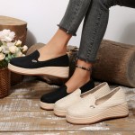 New Seasonal Classic Breathable And Comfortable Wedge-Heeled Slip-On Round-Toe Shoes (1.18-1.97inch)
