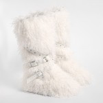 Women'S Fashionable Fluffy faux fur Over-the-Knee Snow Boots | Thick Sole Low Heel, Round Toe, Warm Winter Boots Suitable for Indoor/Outdoor Use, Casual and Semi-Formal Occasions, Polyurethane Upper and Inner, Rubber Sole