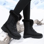 Women's Fleece-Lined High Quality Snow Boots with Non-Slip Sole - Winter Warm Tall Boots, Wide Width Toe, Upper & PVC for Ice, Snow, Slush - Cold Weather Shoes for,, Casual (Hand Washable)
