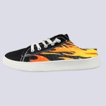 East King Women'S Fiery Unicorn Slip-On Sneakers - Comfortable Soft Sole, Versatile All-Season Casual Shoes with Vibrant Flame Design, Black and White