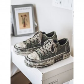 New Women'S Casual Sneakers - Round Toe Lace-Up Design, Durable Fabric Upper & Rubber Sole, All-Season Comfort for Gym, Walking, Errands & Casual Attire - Versatile All-White & Dark Green Colorway - Ideal Gift for Christmas, Birthdays